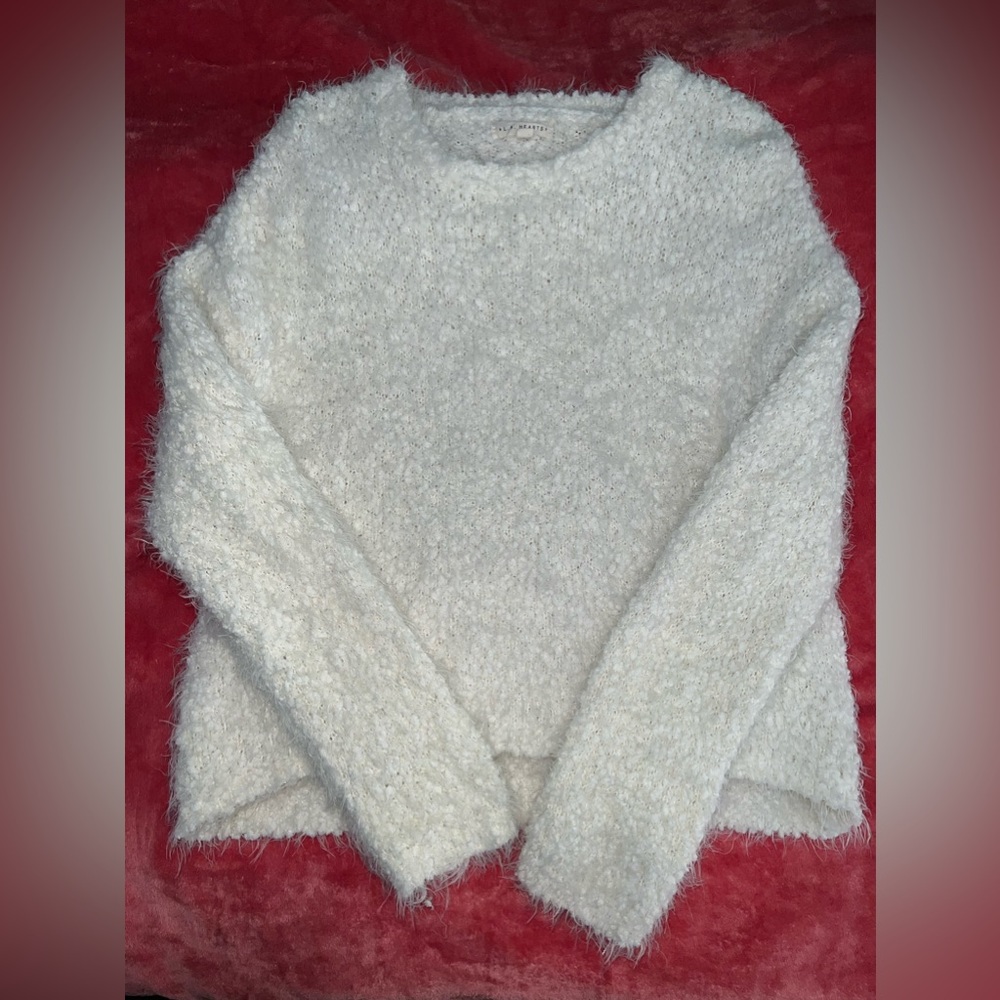 Sherpa LA Hearts sweater - super cozy, just downsizing my closet
